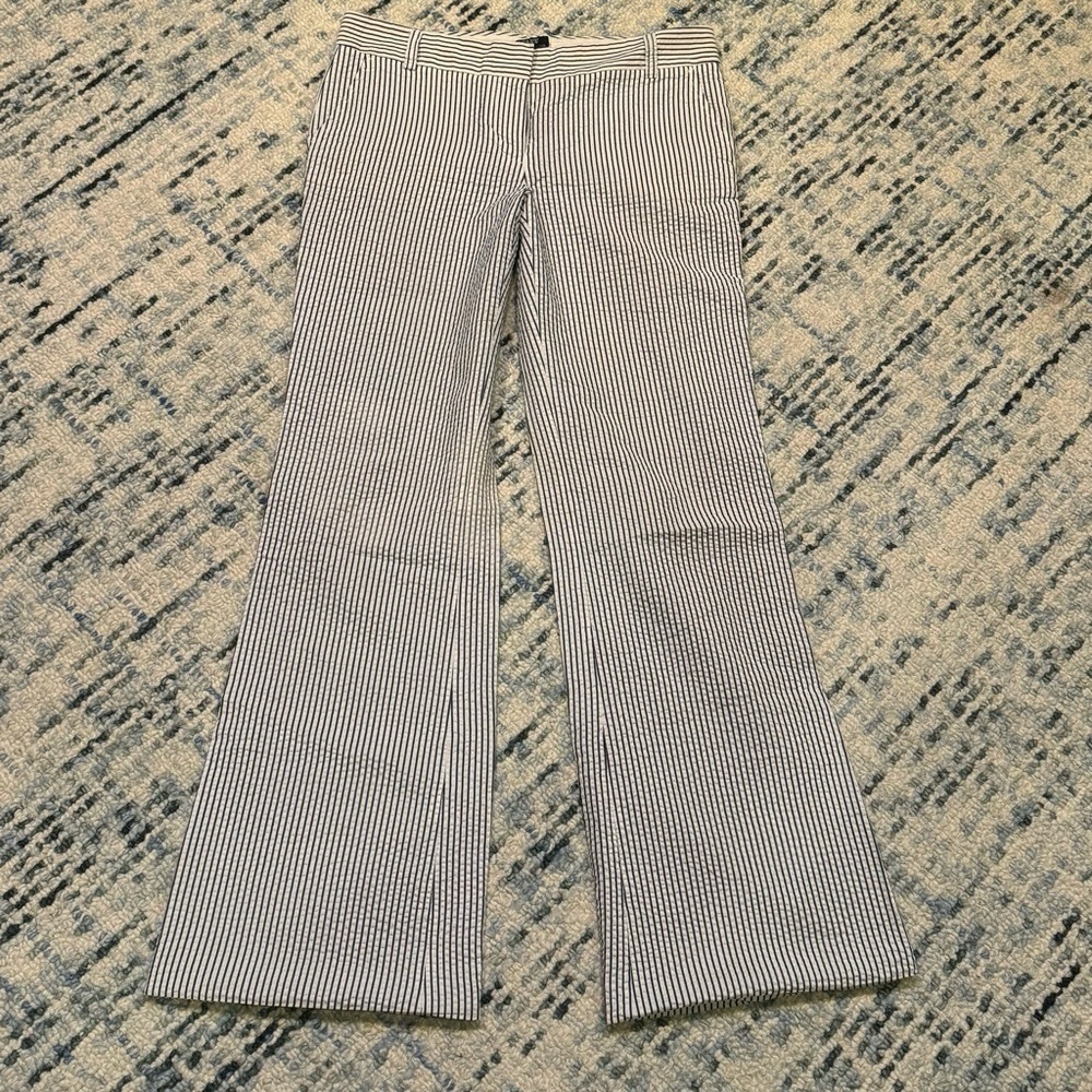 J Crew City Fit Seersucker Striped Flare Pants, Size 6 - Picture 16 of 16